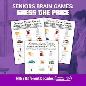 Indovina il prezzo, Giochi per la mente degli anziani, Attività per la demenza, Risorse per chi si prende cura di persone con demenza, Giochi per la mente, Giochi per la demenza, Assistenza alla memoria