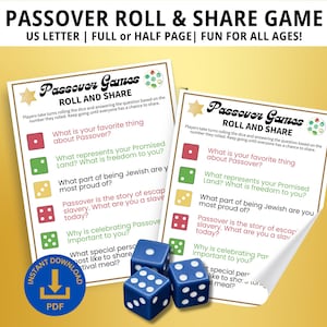 Passover Roll and Share Dice Game, Passover Games, Jewish Games, Passover Holiday, Passover Shabbat, Family Game Night, Passover Dice Game