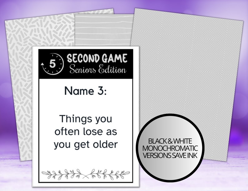 5 Second Game, Dementia Games, Dementia Activities, Dementia Cards