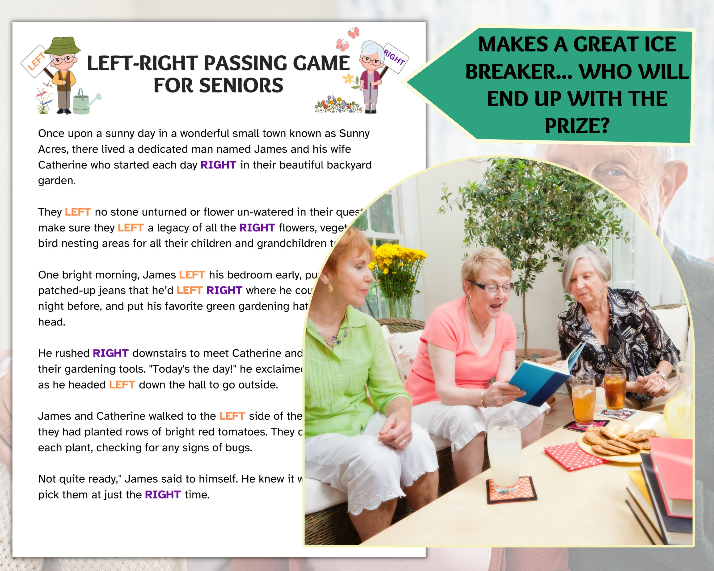 Left Right Game, Pass the Prize, Ice Breaker Game, Senior Citizens