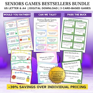 Hersenspelletjes voor senioren, BESTSELLERSBUNDEL, geld uitgeven, dementie-activiteiten, dementiekaarten, hersenspelletjes. Wil je liever: Brain Games