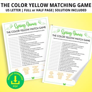 The Color Yellow Matching Game, Spring Games, Spring Class Games, Spring Family Games, Spring Office Games, Spring Party Games