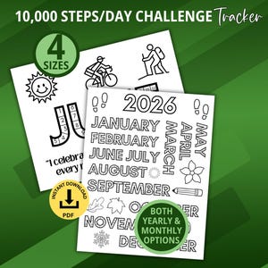10,000 Steps Challenge Tracker, Goal Tracker, Daily Step Log, Walking Challenge, Walking Tracker, Daily Step Tracker, Activity Tracker