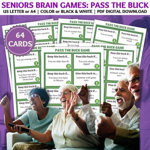 Pass the Buck, Dementia Games, Seniors Brain Games, Dementia Activities, Dementia Caregiver Resource, Dementia Cards, Memory Care