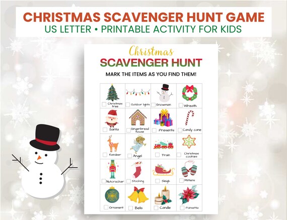 Christmas Kids Scavenger Hunt Printable Games for Kids - Etsy
