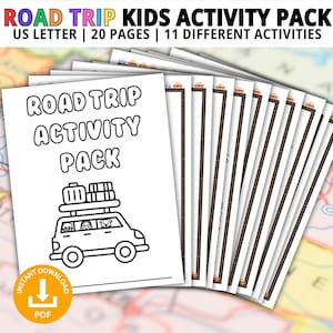 Road Trip Activity Pack for Kids, Car Trip Games, Car Ride Games, Kids Car Activities, Kids Travel Activity, Road Trip Activities