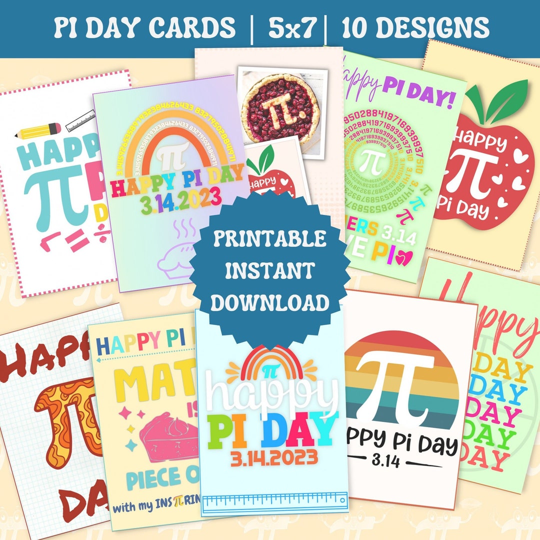 Printable Pi Day Cards, Teacher Appreciation Card Printable, Math