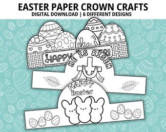 Coroas de Páscoa de Papel, Desenho para Colorir de Páscoa, Artesanato Faça Você Mesmo para Baixar, Artesanato de Páscoa em Papel, Atividade de Recorte e Colagem, Atividade de Artesanato de Páscoa