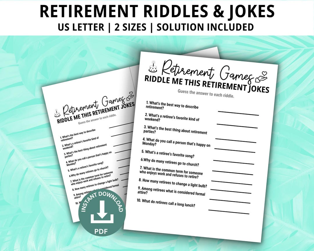 Retirement Riddles, Retirement Jokes, Riddle Me This, Retirement Game ...