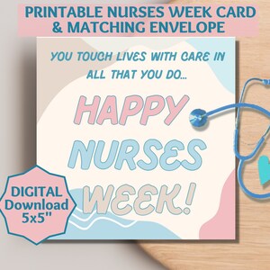 Happy Nurses Week, Printable Card, Nurses Week, National Nurses Day, Nurse Card, Thank You Nurses