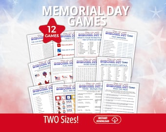 Memorial Day-spellen, Memorial Day Trivia, Patriotic Games, Icebreaker Games, Family Game Night, Party Games, Idee Memorial Day