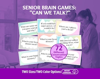 Seniors Can We Talk Game, Conversation Cards, Seniors Brain Games, Dementia Games, Memory Care, Dementia Activities, Dementia Cards