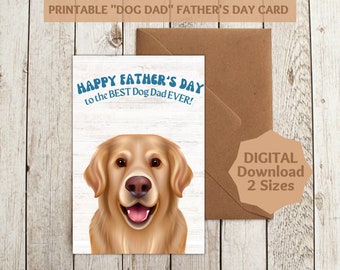 Dog Fathers Day Card, Fathers Day From Dog, Dog Dad Fathers Day Card, DIY Fathers Day Card, Blank Fathers Day Card, Golden Retriever