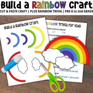 Crea un arcobaleno, stampabile da tagliare e incollare, lavoretti di carta per bambini, attività di homeschooling, lavoretti fai da te scaricabili, lavoretti arcobaleno