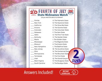 Apelidos dos Estados, Jogos do Quatro de Julho, Jogo da Memória, Jogos Patrióticos, América 250, 250º Aniversário dos EUA, Jogos de 4 de Julho