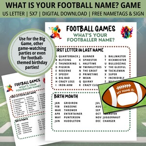 What&#39;s Your Football Name Game, Football Party Game, Family Game Night, Office Party Games, Football Games, What&#39;s Your Name, Name Game