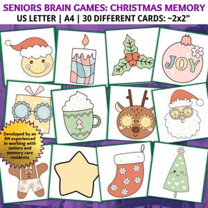 Christmas Memory Matching Game, Seniors Brain Games, Dementia Games, Ice Breaker Game, Dementia Activities, Dementia Caregiver, Brain Games