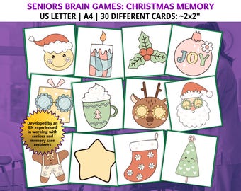 Christmas Memory Matching Game, Seniors Brain Games, Dementia Games, Ice Breaker Game, Dementia Activities, Dementia Caregiver, Brain Games