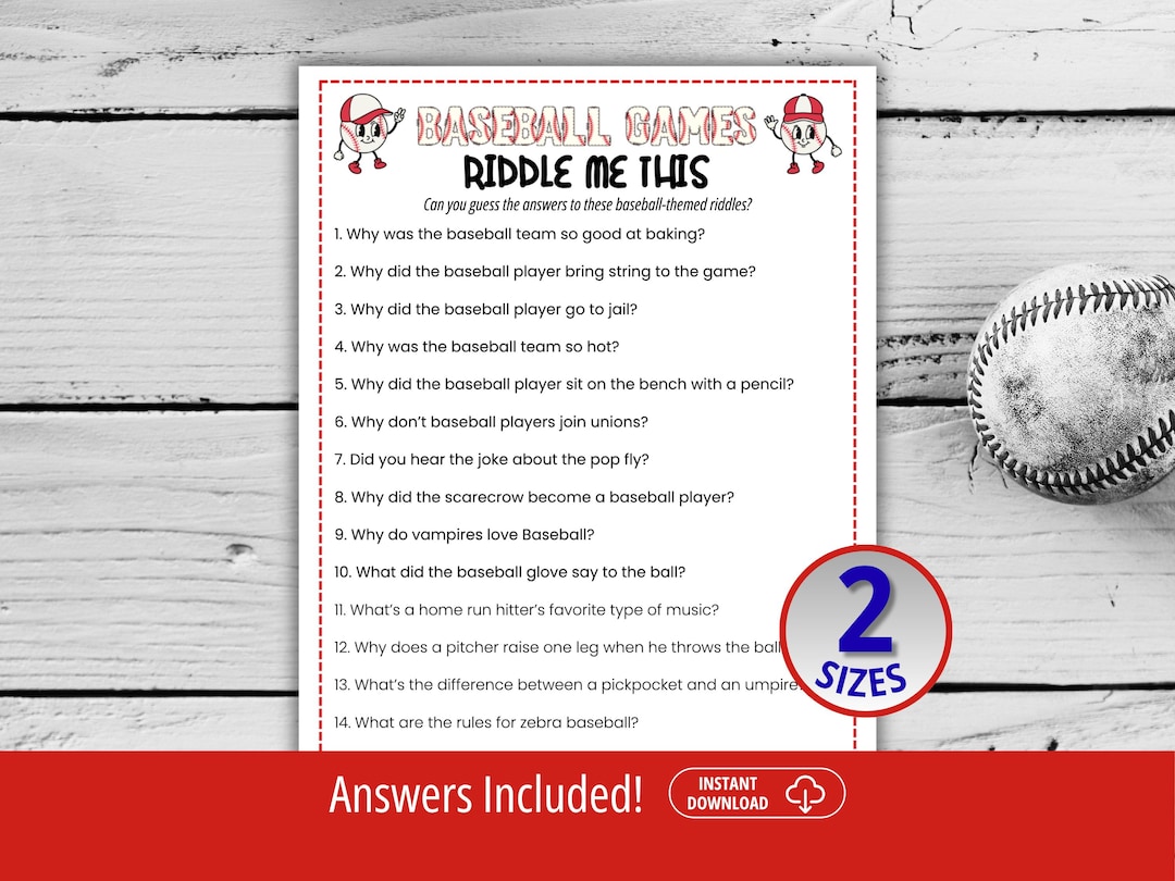 Baseball Math Riddle Baseball Riddles, Baseball Party Games, Family Game Night, Baseball ...