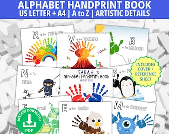 Alphabet Handprint Book, Alphabet Handprint Craft, Handprint Art, ABC Handprint, DIY Alphabet Book, Toddler Handprint Art