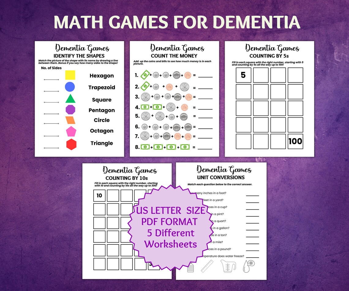 Math Games for Dementia Dementia Games Dementia Activities Etsy