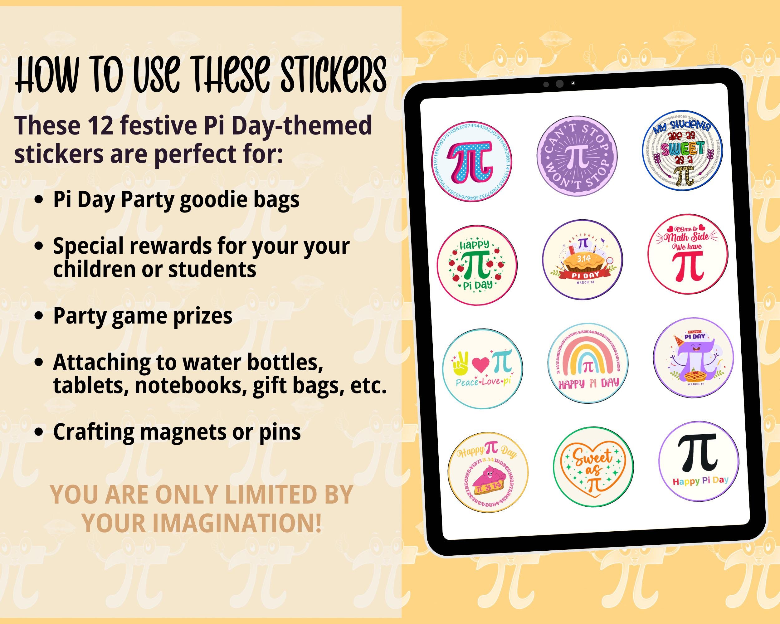 Pi Day Stickers, Printable Stickers, Pi Day Decor, Math Teacher Gift ...