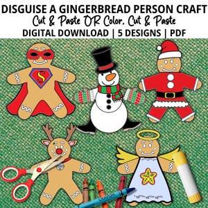 Disguise a Gingerbread, Gingerbread Coloring, Gingerbread Man Costume Ideas, Cut and Paste Craft, Gingerbread in Disguise, Paper Crafts