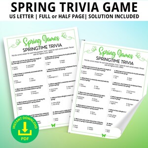 Spring Trivia Game, Spring Games, Spring Class Games, Spring Family Games, Spring Office Games, Spring Party Games, Spring Icebreaker