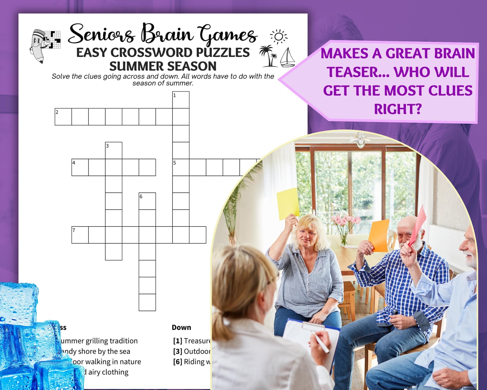 Seniors Easy Crossword Puzzles, Puzzles for Seniors, Dementia