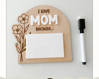Letrero SVG para el Día de la Madre / Letrero con "Amo a mamá" / Letrero con mensaje de amor / Archivo listo para usar con láser / Archivo cortado con láser / SVG digital / Regalo para el Día de la Madre / Imán