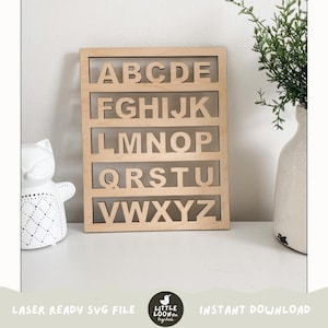 Minimalist Alphabet Sign SVG | Nursery Decor Sign | Kids Room Decor | Minimalist Sign | Wood Wall Decor | Classroom Decor | Laser Cut File