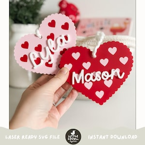 Arquivo de etiqueta de coração SVG para o Dia dos Namorados | Etiqueta de nome personalizada | Presente de Dia dos Namorados para crianças | Cesta de amor | Etiquetas de Dia dos Namorados | Arquivo de corte a laser