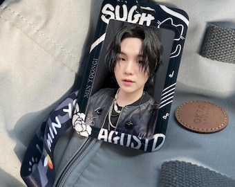 Bts Army Photocard Holder and Lanyard, Toploader Holder for Album PC - SUGA VER