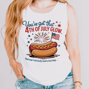 4th of July Hot Dog Shirt, Funny Patriotic Tank Top, Independence Day Graphic Tee, Comfort Colors Shirt, USA America Party Outfit, 4th July