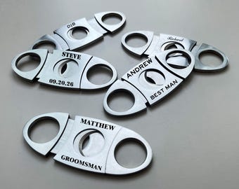 Cortador de charutos personalizado, em aço inoxidável, presente para padrinhos