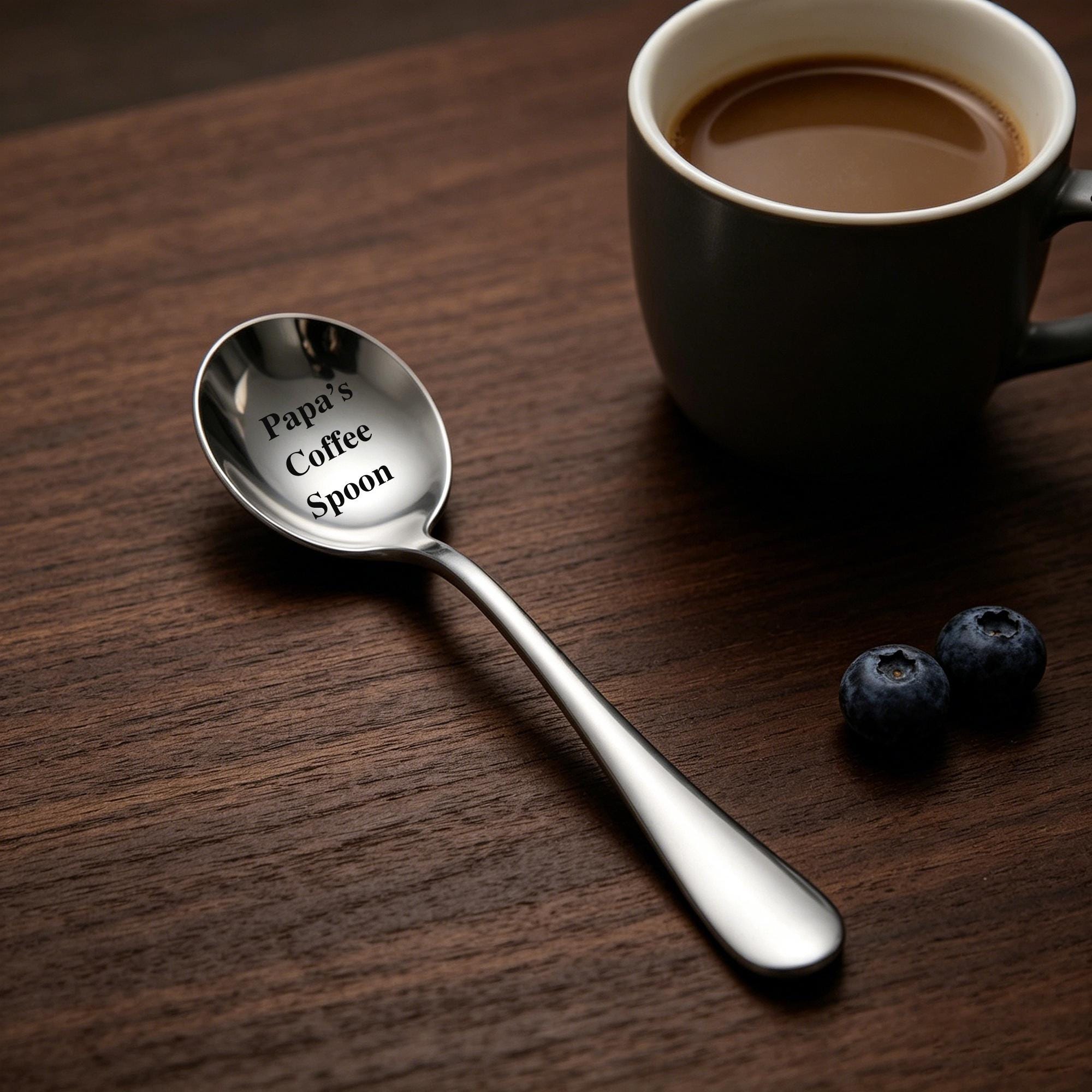 Spoon Text Personalized Stainless Steel Spoon, Engraved Custom Text Logo, Dessert ...