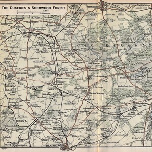 1930 Sherwood Forest, England - Vintage County Map