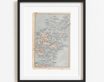 Vintage Scotland Map 1927 : The Orkney Islands - Cartography By John Bartholomew & Son