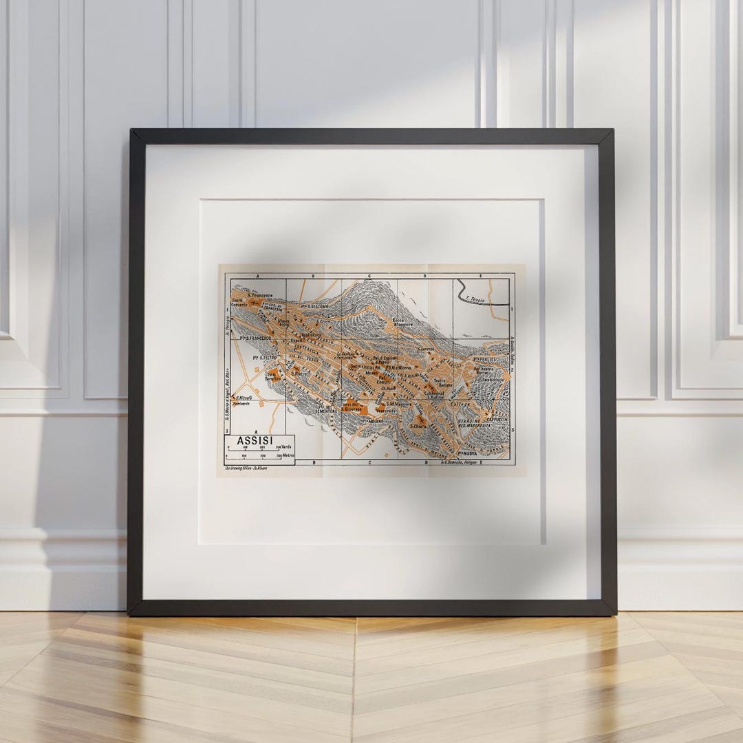 Assisi, Rome, Italy - 1956 Vintage Map - Historic Town Plan - Etsy