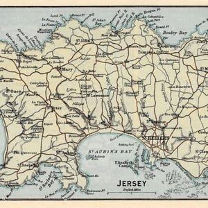 1939 Jersey, The Channel Islands - Vintage Map