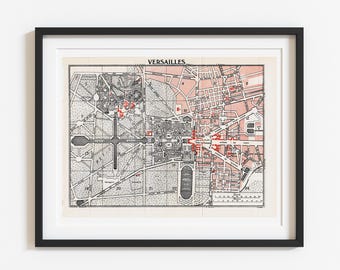Vintage Paris Map 1951 : Palace Of Versailles - Original Cartography By E.A. Chambers