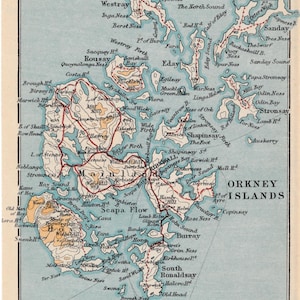 1949 Orkney Islands, Scotland - Vintage Map