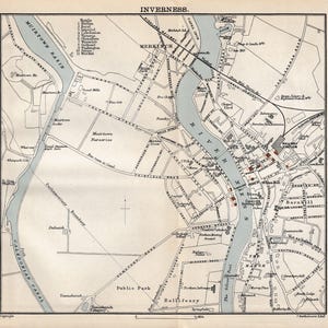 1908 Inverness, Scotland - Vintage Map