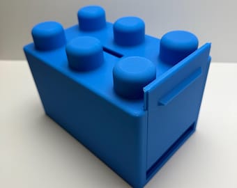 Personalized Building Brick Piggy Bank – Large, Trap Door Access