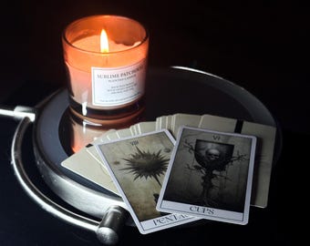 Juego de barajas de tarot de terror: cartas ocultistas góticas, regalo de Halloween de brujas con expositor de madera