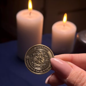 Moneta dei Tarocchi fatta a mano / Gettone divinatorio / Accessorio per altare rituale / Amuleto di divinazione / Strumento di stregoneria spirituale