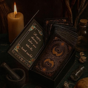 Mystic Sun Moon Tarot Deck – Black & Gold Foil 78-Card Set with Detailed Illustrations, Spiritual  Divination Cards