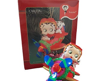 Betty Boop Perky Pilot Carlton Cards Christmas Xmas Ornament in Original Box 1999 Deadstock