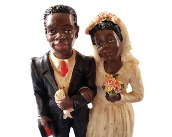 Black African American Bride and Groom Figurine