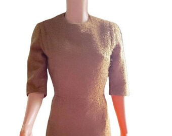 RK Originals Brown Wool Boucle Dress Rear Metal Zipper CLEARANCE